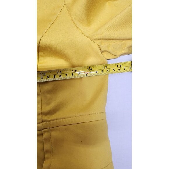 Yellow Double-Breasted Womens Trench Coat With Black Buttons & Pockets - Picture 13 of 16